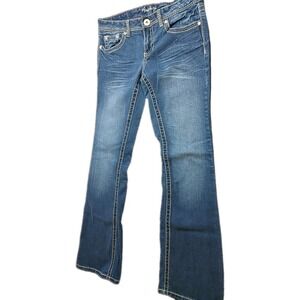 Amethyst Bootcut Jeans Womens Sz7 Blue Stretch Embroidered Logo Med washed #438C